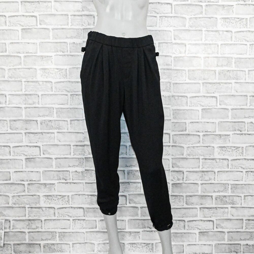 Helmut Lang black Pleated pull up Pants belt loop ankles size 0